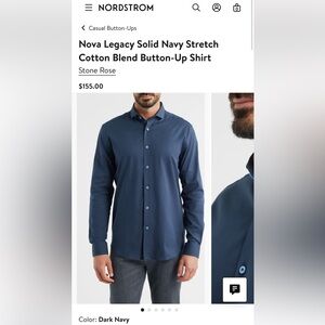 Stone Rose Men's Long-Sleeve Dress Shirt in Navy